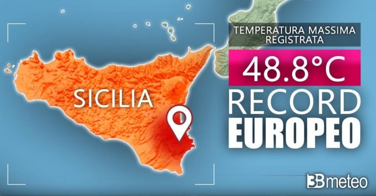 CALDO - E' FLORIDIA la città più calda di sempre in Europa. +48.8 gradi registrati oggi
