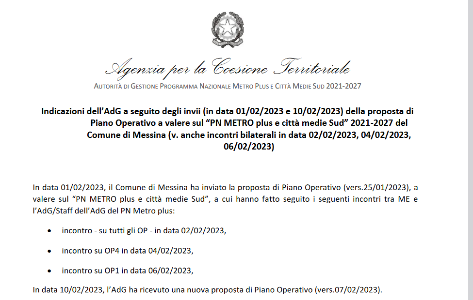 Fondi persi Messina: a marzo 2023 era già tutto chiaro. Su 18 progetti, bocciati cinque e solo due erano ammissibili. Tutti i dati 2 Screenshot 2024 05 21 084054 1