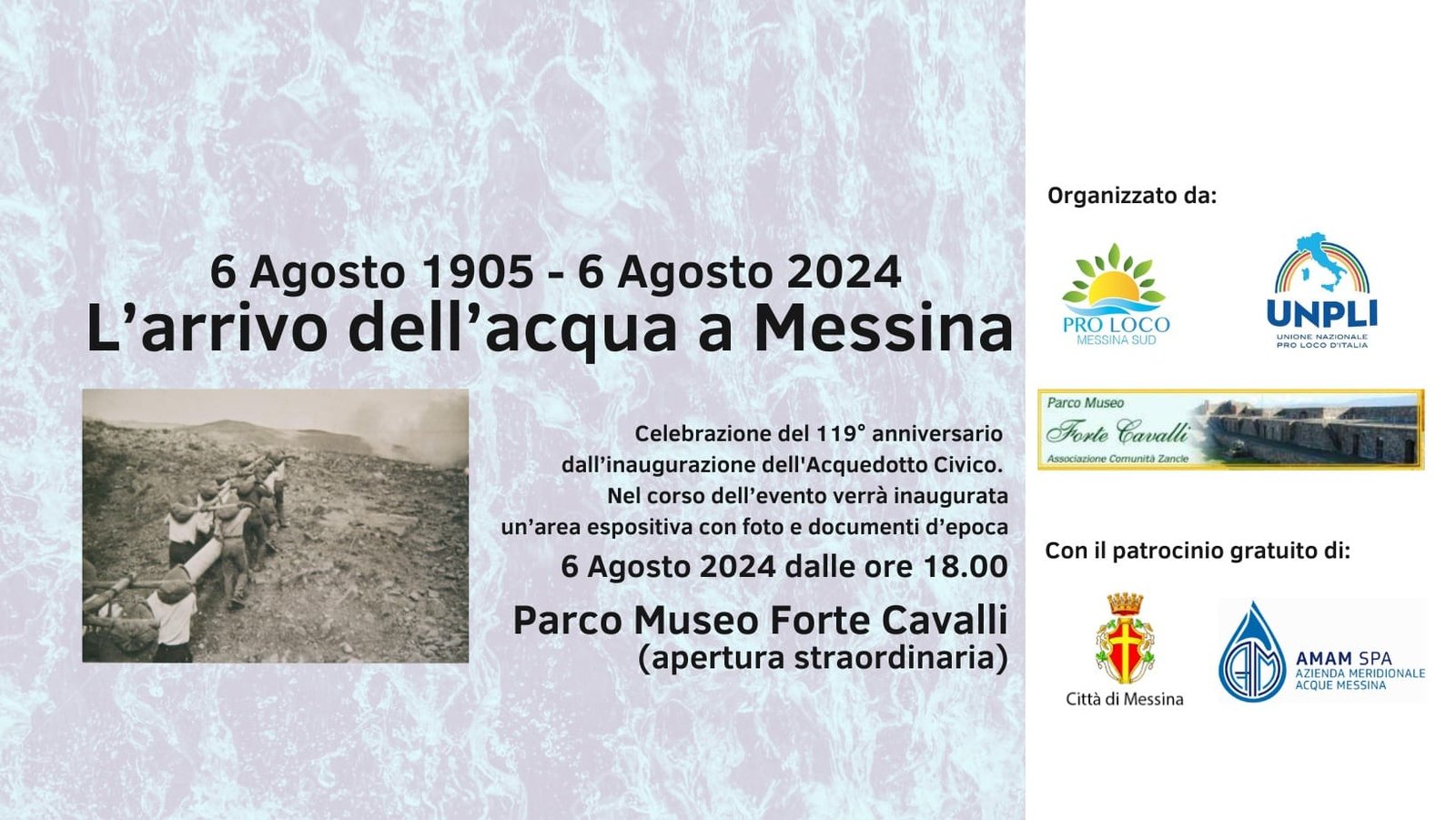 "L'arrivo dell'acqua a Messina" - Celebrazione del 119° anniversario dell'inaugurazione dell'Acquedotto Civico di Messina 3 Img 6 Agosto