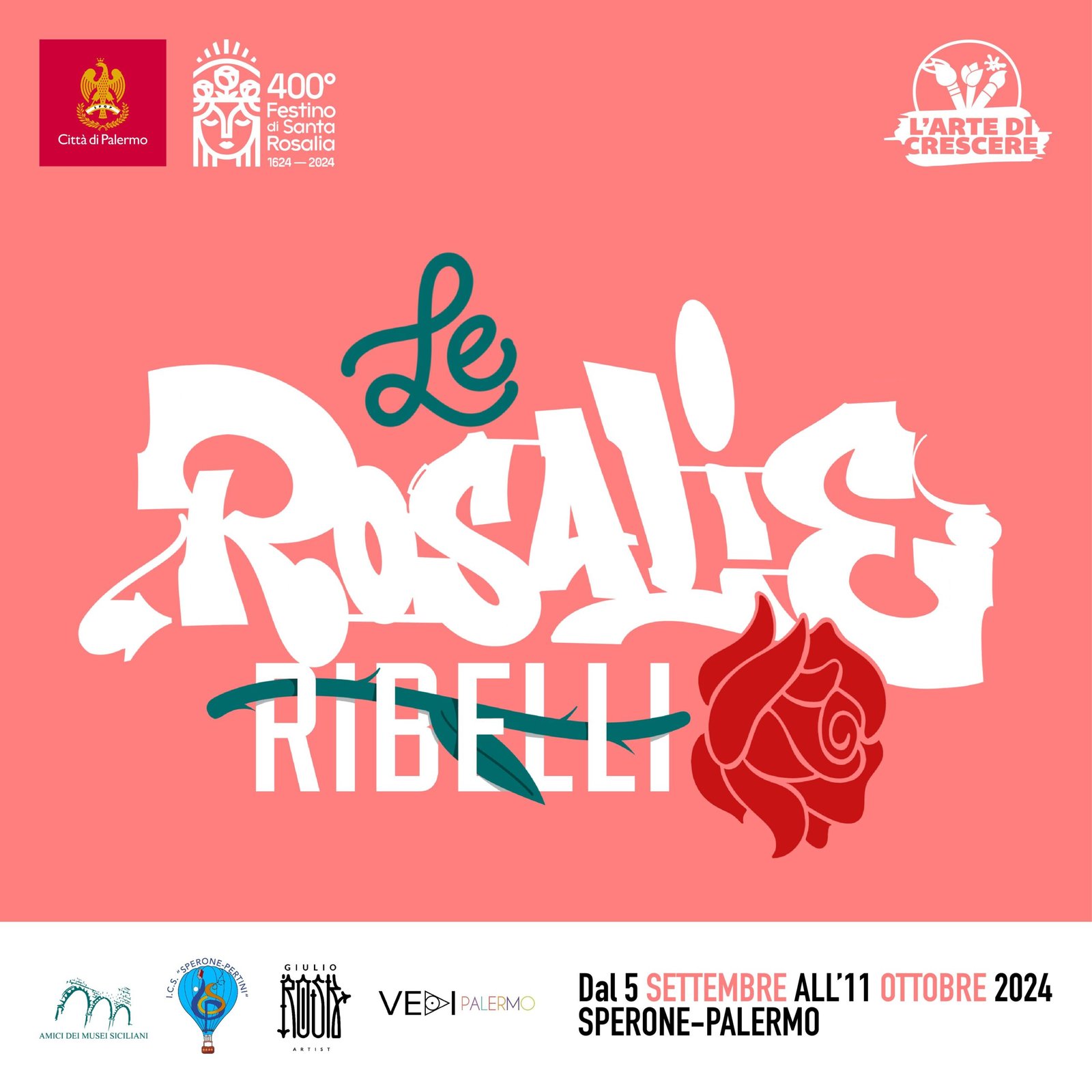 A Palermo nel quartiere Sperone arriva il “Carro trionfale di Santa Rosalia” di Kounellis abbandonato dal 2007 a Villa Giulia 3 Locandina Le Rosalie ribelli scaled