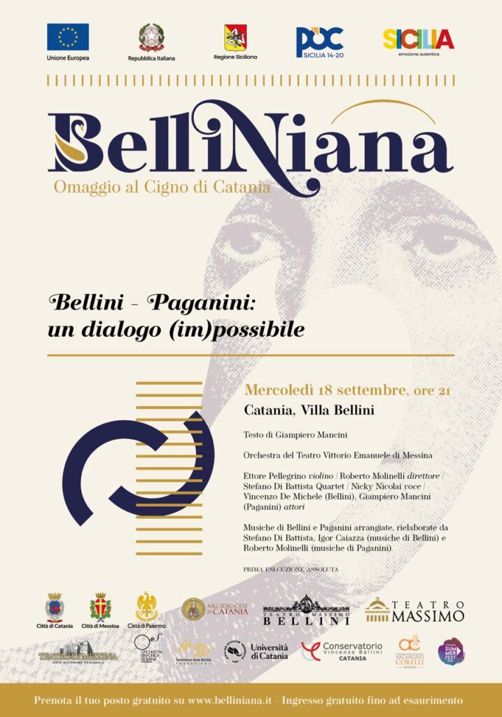 Teatro di Messina - Due nuovi concerti: stasera a Catania, a Villa Bellini, e sabato al Vittorio Emanuele 2 TVE manifesto concerto 18 settembre Belliniana 2024