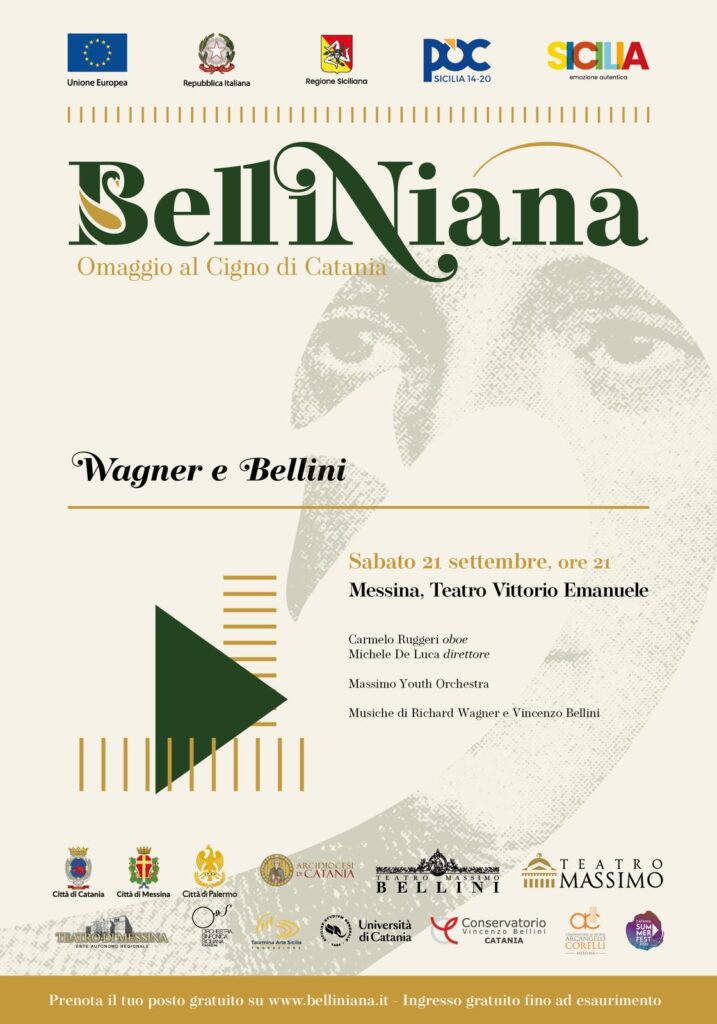 Teatro di Messina - Due nuovi concerti: stasera a Catania, a Villa Bellini, e sabato al Vittorio Emanuele 3 TVE manifesto concerto 21 settembre Belliniana 2024