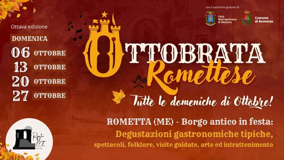 A Rometta nel mese di ottobre si fa festa. Torna l’Ottobrata Romettese organizzata dall’associazione Rymtà Haya. 1 copertina ottobrata