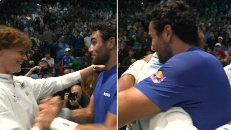 Coppa Davis, Sinner abbraccia Berrettini che soffre e vince: Italia-Olanda 1 a 0