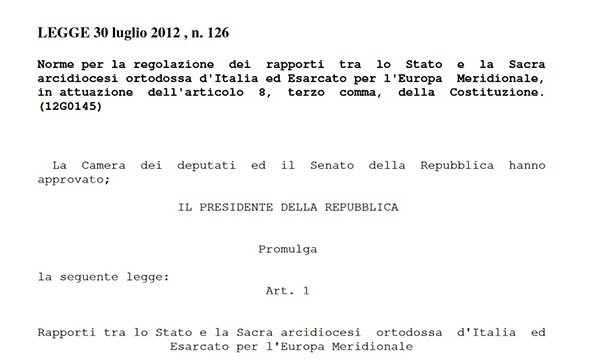 legge esarcat ortodosso copia