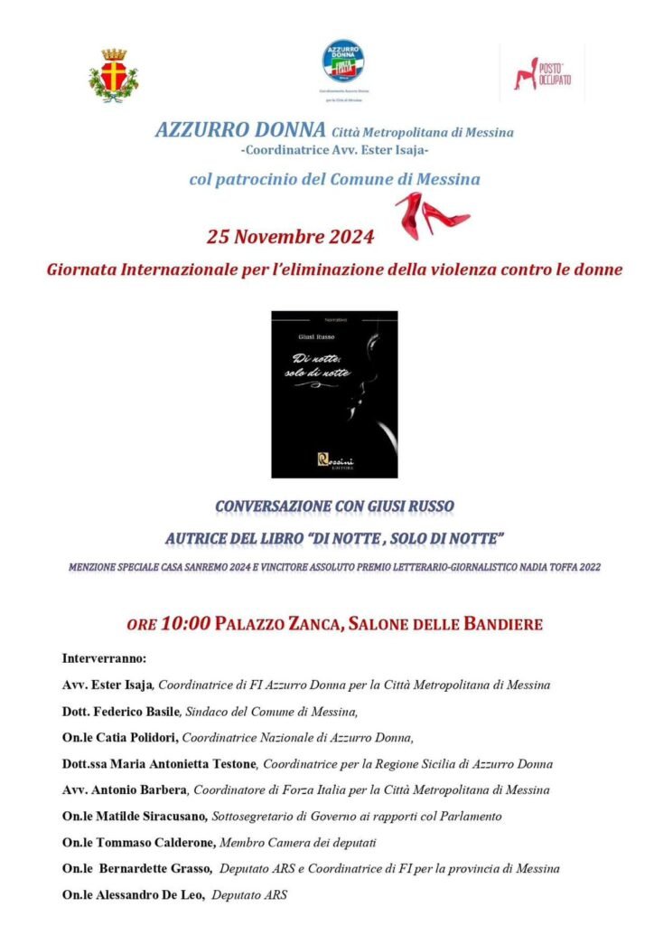 ‘GIORNATA INTERNAZIONALE PER L’ELIMINAZIONE DELLA VIOLENZA CONTRO LE DONNE’: TAVOLA ROTONDA DI FORZA ITALIA 2 Azzurro donna 25 Novembre