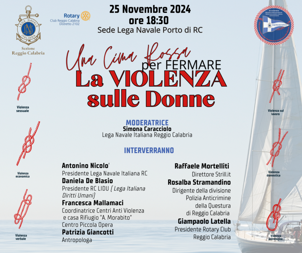 Una cima rossa per fermare la violenza sulle donne. LEGA NAVALE Reggio Calabria, 25 novembre 2024 2 Locandina