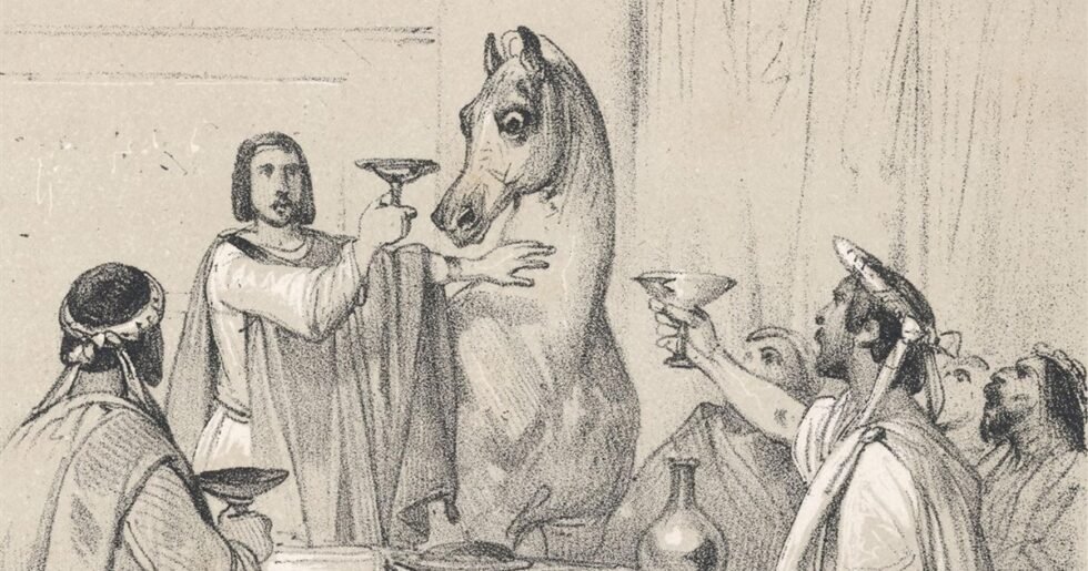 Quando a Caligola non restò che nominare il cavallo. Storia di Incitatus ai giorni nostri 1 caligola con il suo cavallo incitatus che mangia alla stessa tavola dellimperatore 114f4bb5 1200x630