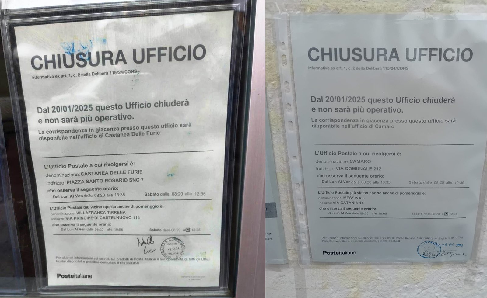 poste chiusure messina