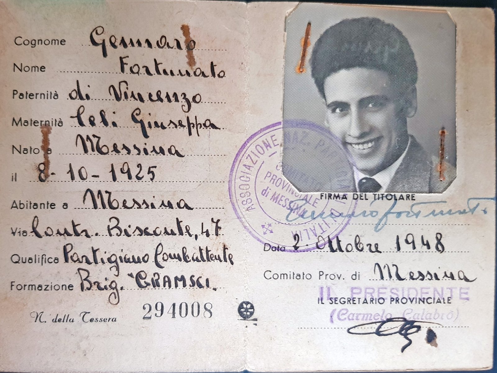 Anpi – L’ultimo partigiano messinese, Fortunato Gennaro. L'omaggio al cimitero di Spadafora 3 fortunato gennaro