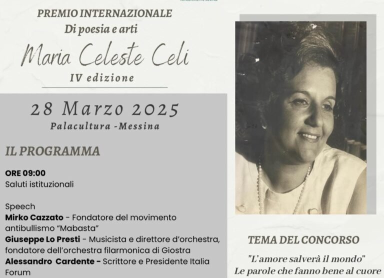 IV edizione Premio Maria Celeste Celi: venerdì 28 marzo l'evento "L'amore salverà il mondo - le parole che fanno bene al cuore"