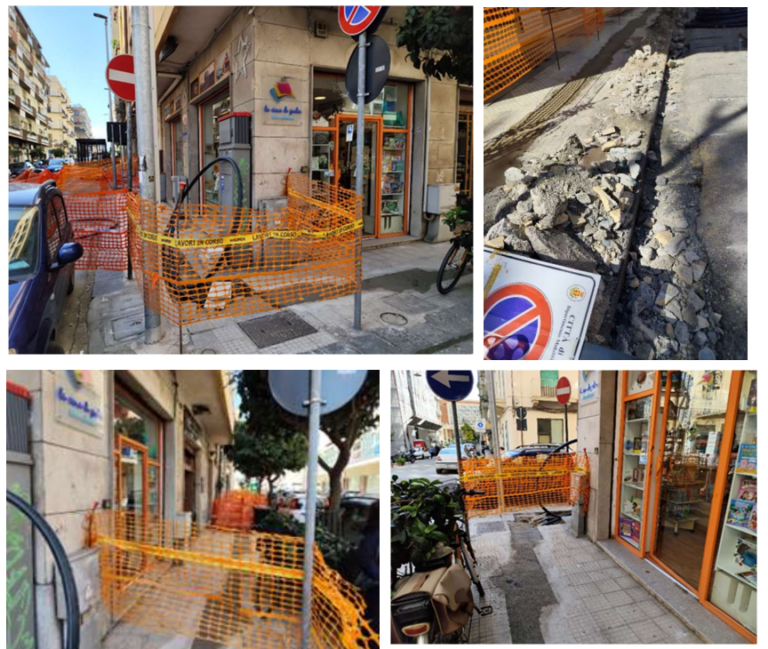 Quei "pericolosi" marciapiedi del centro. Cantieri per la rete idrica e detriti che procurano incidenti. La nota di 4 consiglieri della IV Circoscrizione
