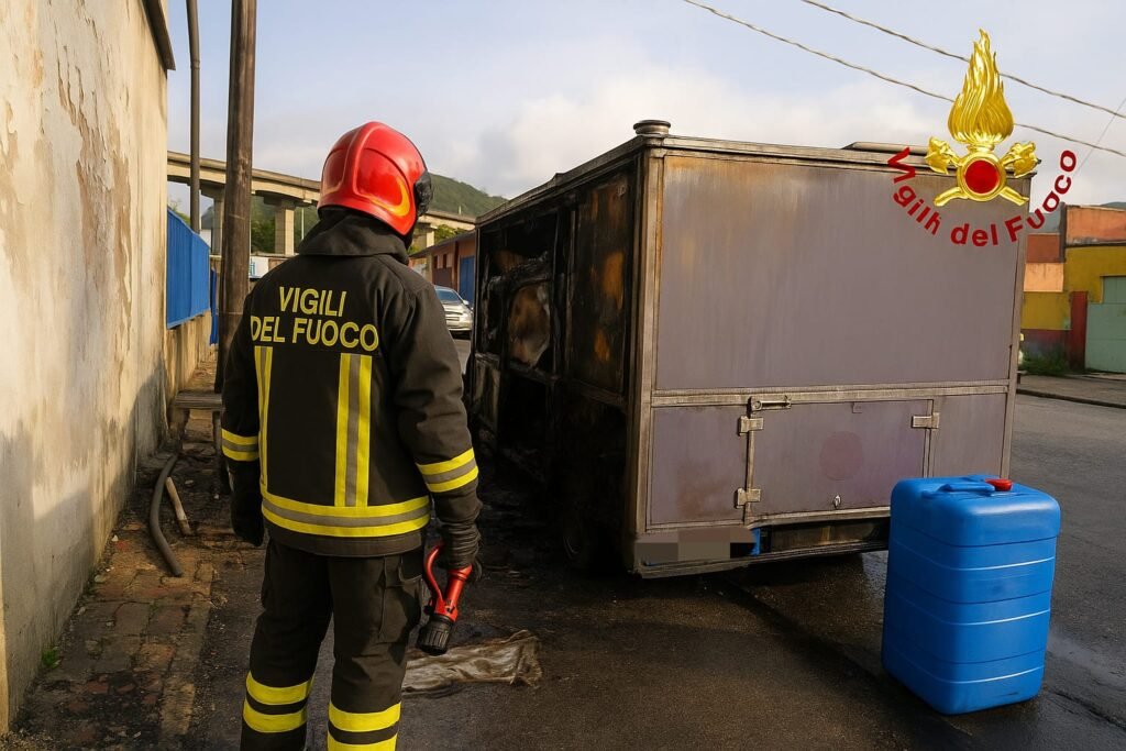 Furgone in fiamme presso amam