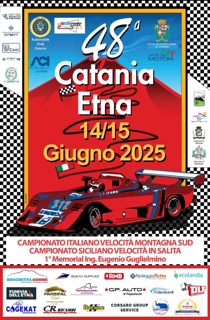 48ª Cronoscalata Catania – Etna, mercoledì 11 giugno alle ore 11.00 la presentazione ufficiale a Nicolosi. Iscrizioni fino a lunedì 9 giugno. 3 locandina cronoscalata