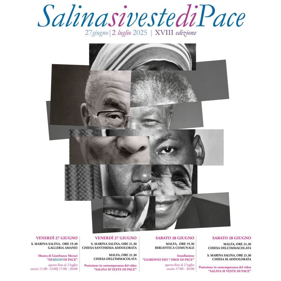 Salina si veste di Pace per la XVIII° edizione del Salina Festival dal 27 Giugno al 2 Luglio 2025 1 Salina si veste di Pace