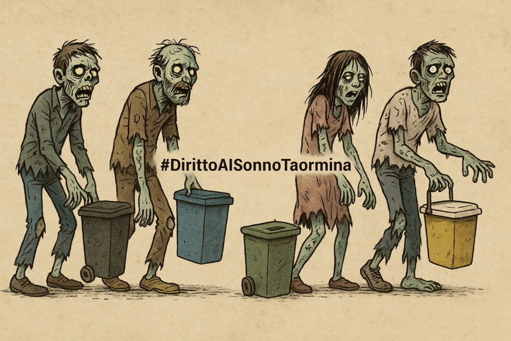 TAORMINA - "Diritto al sonno", petizione supera quota 500: il silenzio delle istituzioni parla, ma noi restiamo aperti al dialogo 2 Zombi a Taormina con i Mastelli