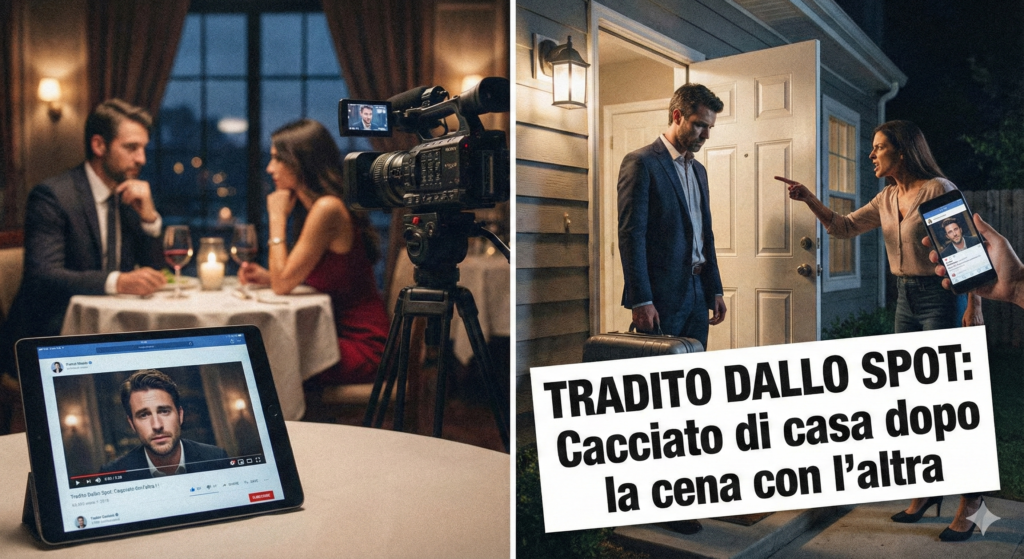 Cena «di lavoro» con l’altra, ma finisce nello spot del locale: scoperto dalla moglie e cacciato di casa 2 cena con sorpresa