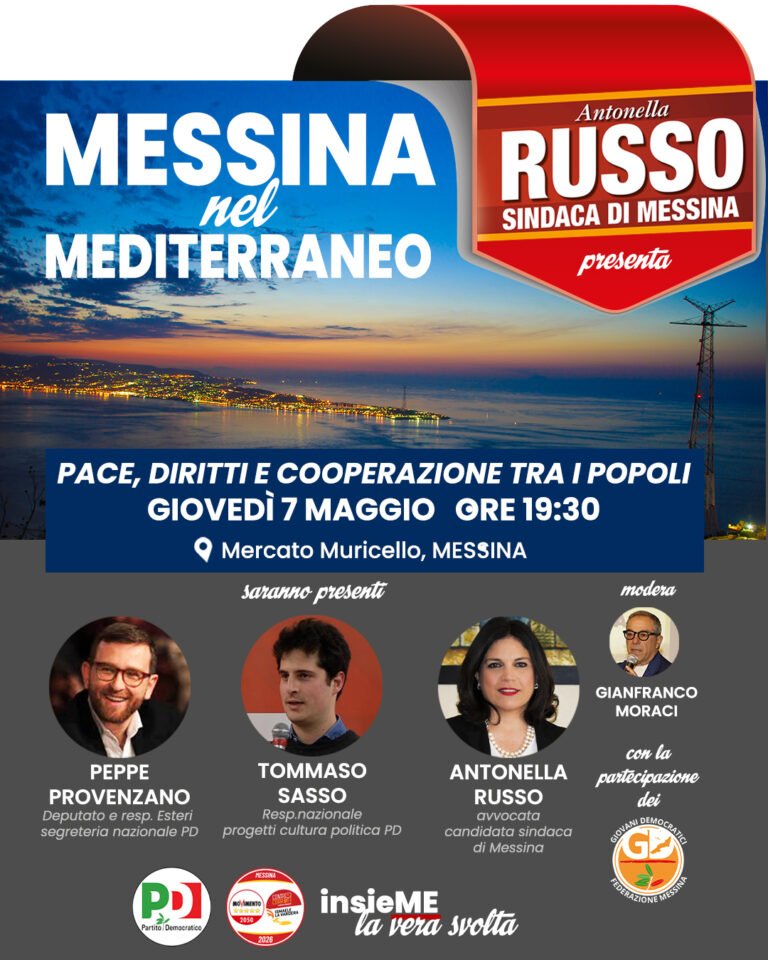 “Messina nel Mediterraneo”: confronto su pace, diritti e cooperazione con Giuseppe Provenzano a sostegno della candidatura di Antonella Russo