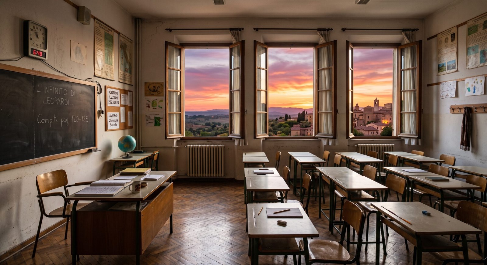 empty classroom dusk