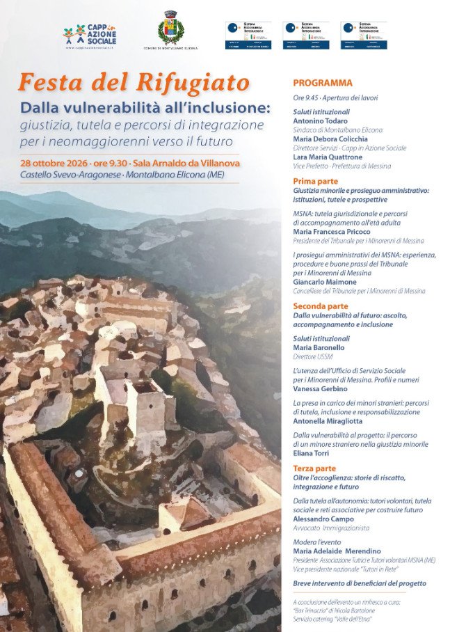 Montalbano Elicona: a ottobre la Festa del Rifugiato sui neomaggiorenni stranieri
