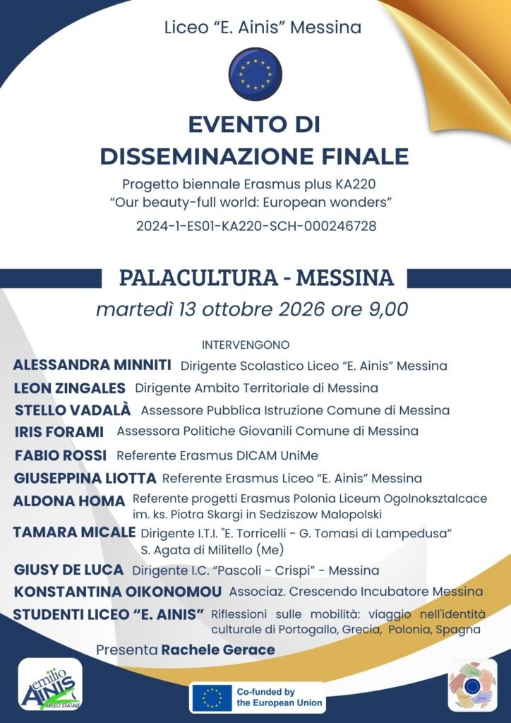 Liceo Ainis: al Palacultura l'evento finale del progetto Erasmus plus